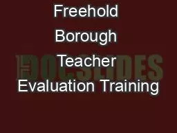 Freehold Borough Teacher Evaluation Training