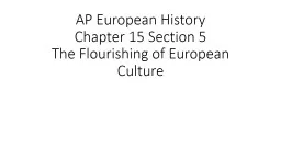 AP European History  Chapter 15 Section 5