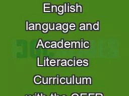 1 o f 20 Aligning the English language and Academic Literacies Curriculum with the CEFR
