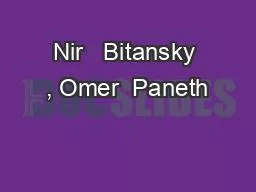 Nir   Bitansky , Omer  Paneth