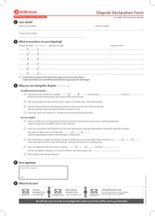 Dispute Declaration Form All information is required u