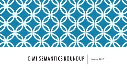 CIMI Semantics Roundup January 2017