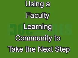 Using a Faculty Learning Community to Take the Next Step