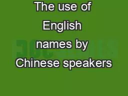 The use of English names by Chinese speakers