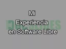 Mi Experiencia en Software Libre