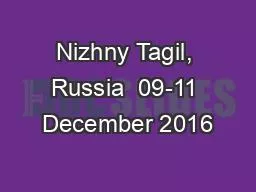 Nizhny Tagil, Russia  09-11 December 2016