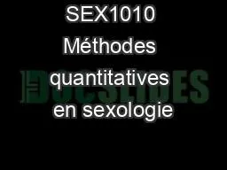 SEX1010 Méthodes quantitatives en sexologie