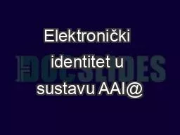 Elektronički identitet u sustavu AAI@