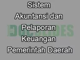 Sistem Akuntansi dan Pelaporan Keuangan Pemerintah Daerah