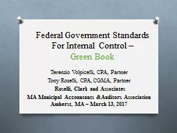 PPT-Federal Government Standards For Internal Control –