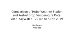 PPT-Comparison of Hobo Weather Station and Kestrel Drop Temperature Data: