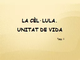 LA  CÈL·LULA. UNITAT DE VIDA