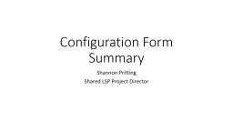 Configuration Form Summary