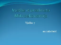 Vježbe iz predmeta Mikroekonomija