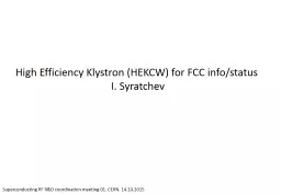 High Efficiency Klystron (HEKCW) for FCC info/status