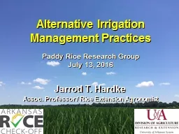 Alternative  Irrigation Management Practices