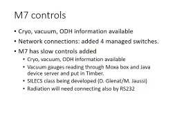 M7 controls Cryo , vacuum, ODH information