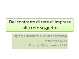 Dal contratto di rete di imprese alla rete soggetto