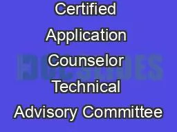 Navigator and Certified Application Counselor Technical Advisory Committee