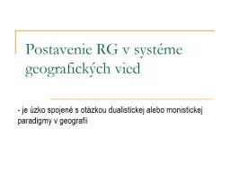 Postavenie RG v systéme geografických vied