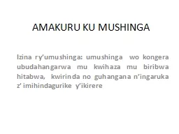 AMAKURU KU MUSHINGA Izina