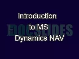 Introduction  to MS Dynamics NAV