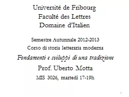 Université de Fribourg Faculté des Lettres