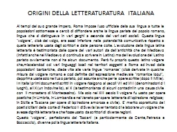 ORIGINI DELLA LETTERATURATURA ITALIANA