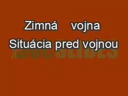 Zimná    vojna Situácia pred vojnou