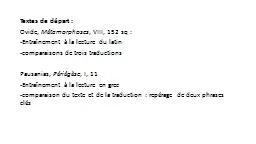 PPT-Textes de départ : Ovide,