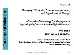 Chapter 14 Managing IT Projects, Process Improvement,