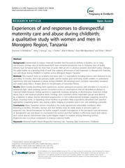 RESEARCH ARTICLE Open Access Experiences of and respon
