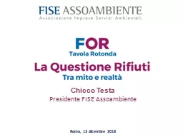 Roma, 13 dicembre 2018 Chicco Testa