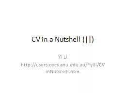 CV in a Nutshell (||) Yi Li