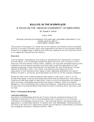 BULLIES IN THE WORKPLACE A FOCUS ON THE ABUSIVE DISRES