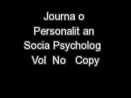 Journa o Personalit an Socia Psycholog  Vol  No   Copy