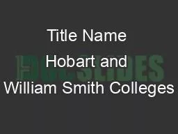 Title Name Hobart and William Smith Colleges