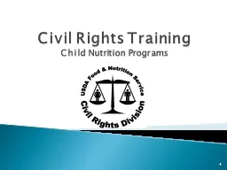 Civil Rights Training  Child Nutrition Programs