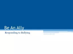 Be An Ally Responding  to Bullying