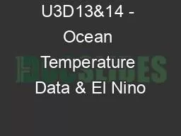 U3D13&14 - Ocean Temperature Data & El Nino