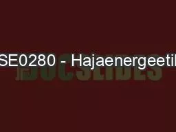 MSE0280 - Hajaenergeetika