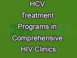 Implementing HCV Treatment Programs in Comprehensive HIV Clinics