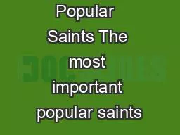 PPT-Popular Saints The most important popular saints