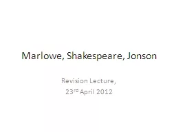 PPT-Marlowe, Shakespeare, Jonson