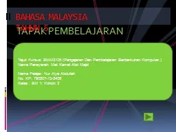 TAPAK PEMBELAJARAN  BAHASA MALAYSIA