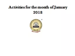 Activities for the month of January 2018