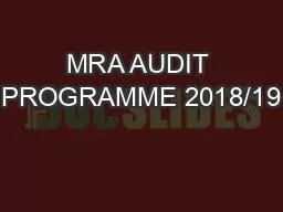 MRA AUDIT PROGRAMME 2018/19