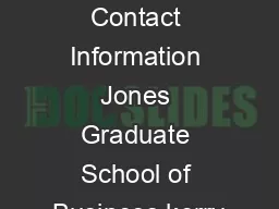 Kerry Back Contact Information Jones Graduate School of Business kerry