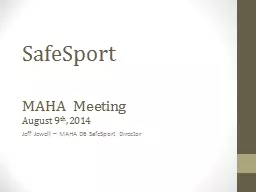 SafeSport MAHA  Meeting August 9