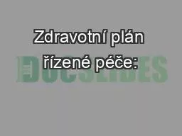 Zdravotní plán řízené péče: